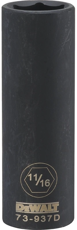 Six-Point SAE Deep Impact Socket, Black Oxide Finish, 1/2 Inch Drive, 11/16 Inch Size