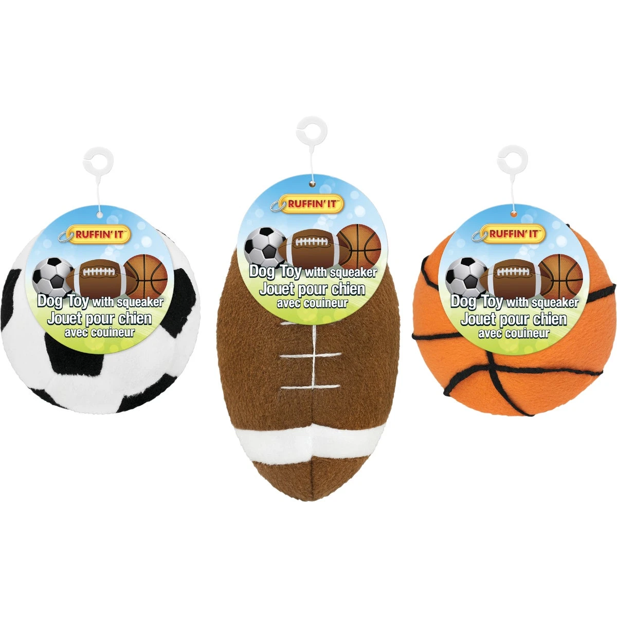 Ruffin' It Assorted Plush Sports Ball Dog Toys - 2.5 Inch Diameter