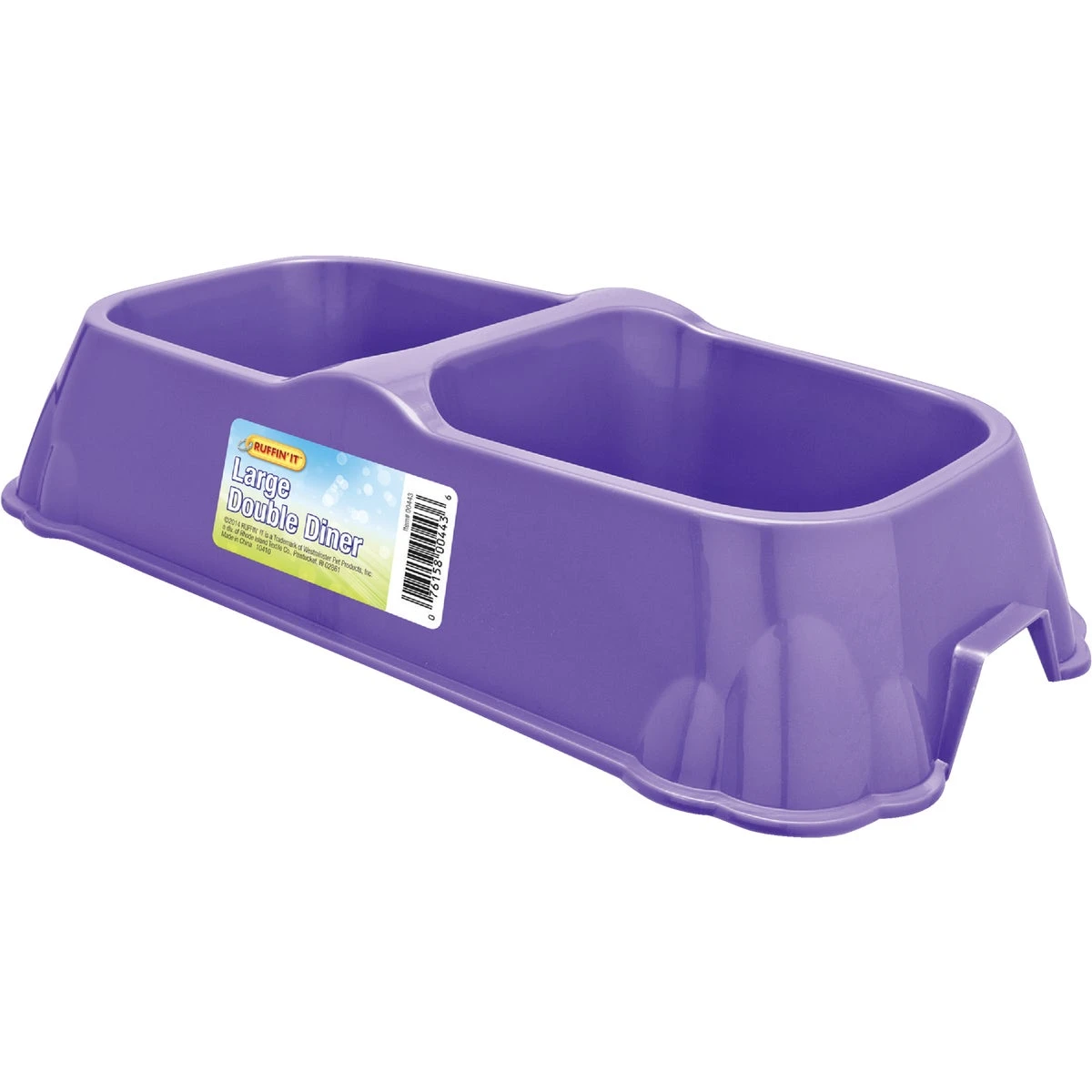 Large Raised Double Pet Bowl for Food and Water, Plastic, Assorted Colors