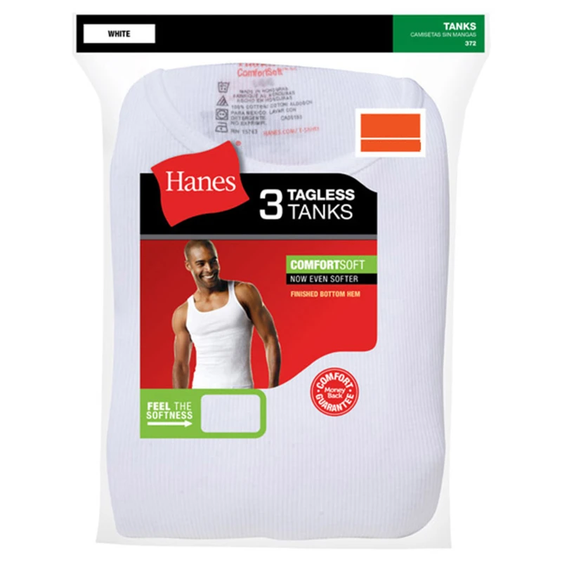 Men's Tank Undershirt, White Cotton, XL, 3-Pk.