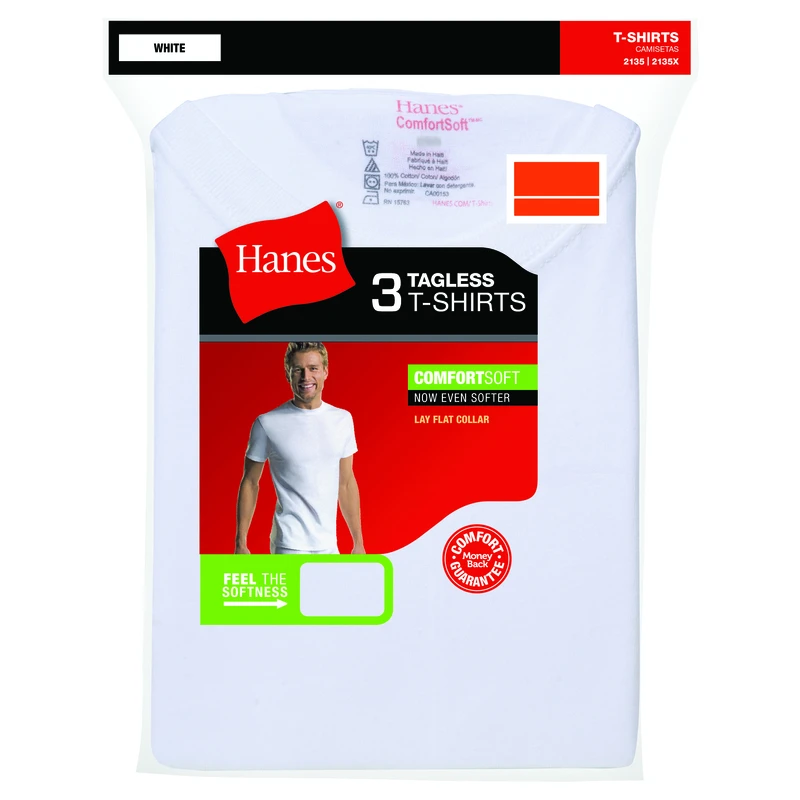 Men's T-Shirt, Crew Neck, White, XL, 3-Pk.