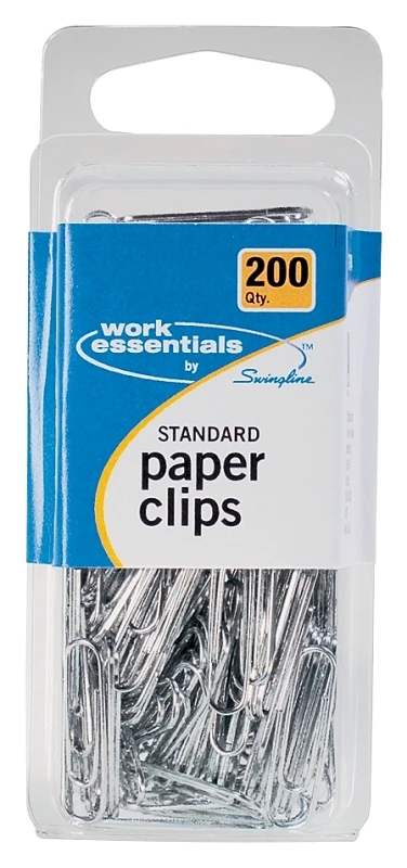 Standard Paper Clips, 200 Count, Zinc Galvanized, Corrosion-resistant