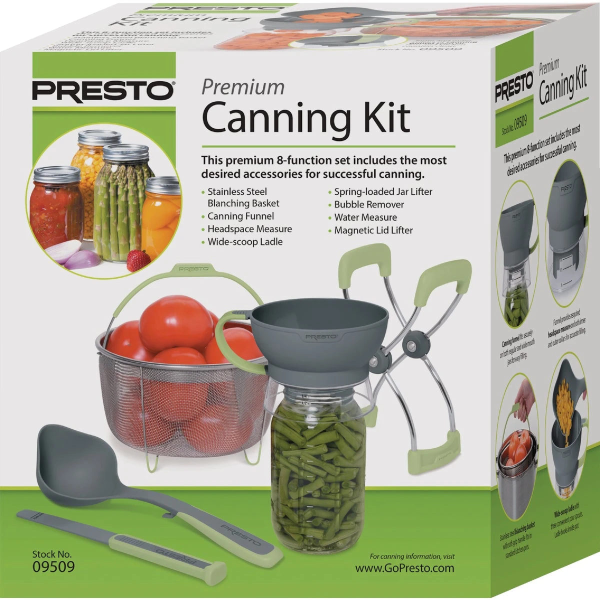 Premium 8-function Home Canning Tool Kit With Blanching Basket And Jar Lifter
