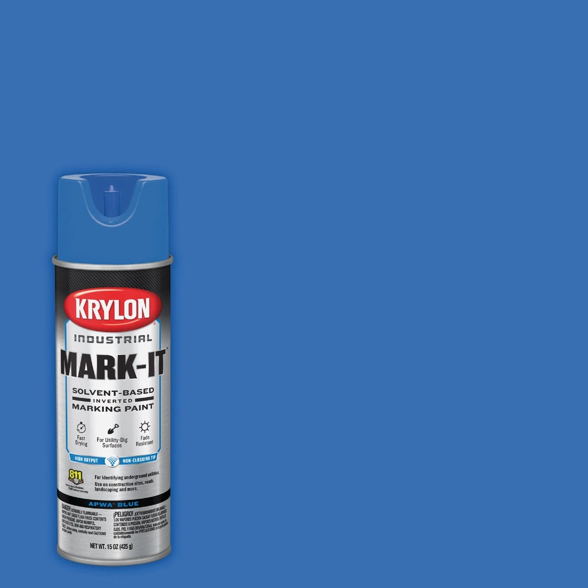 730308 Industrial Solvent-based Apwa Blue Inverted Marking Paint 15 Oz.