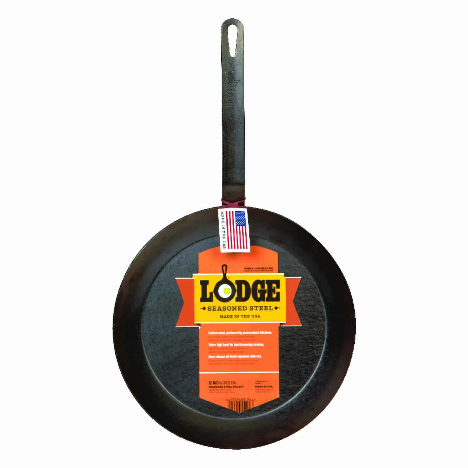 Pre-Seasoned 12-Inch Carbon Steel Skillet for Cooking and Searing
