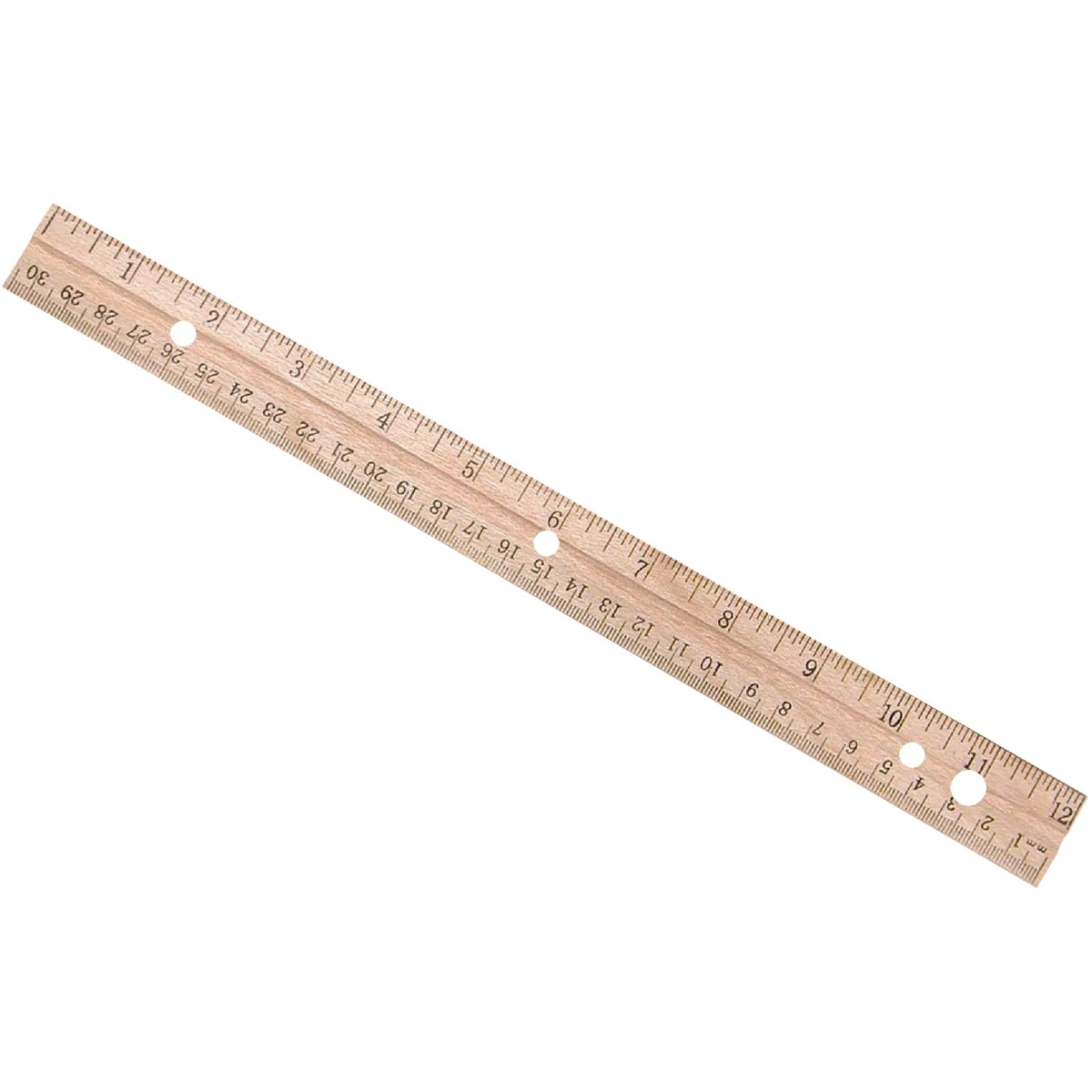 12 Inch Wood Ruler - English/metric With Metal Edge