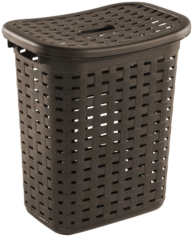 Laundry Hamper with Espresso Weave Design, 22 and 3/8 Inches Tall