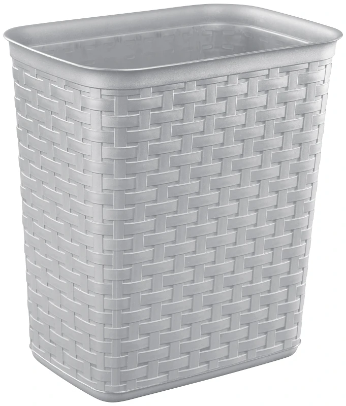 Trash Can Modern Gray with Weave Pattern 3.4 Gallon Capacity