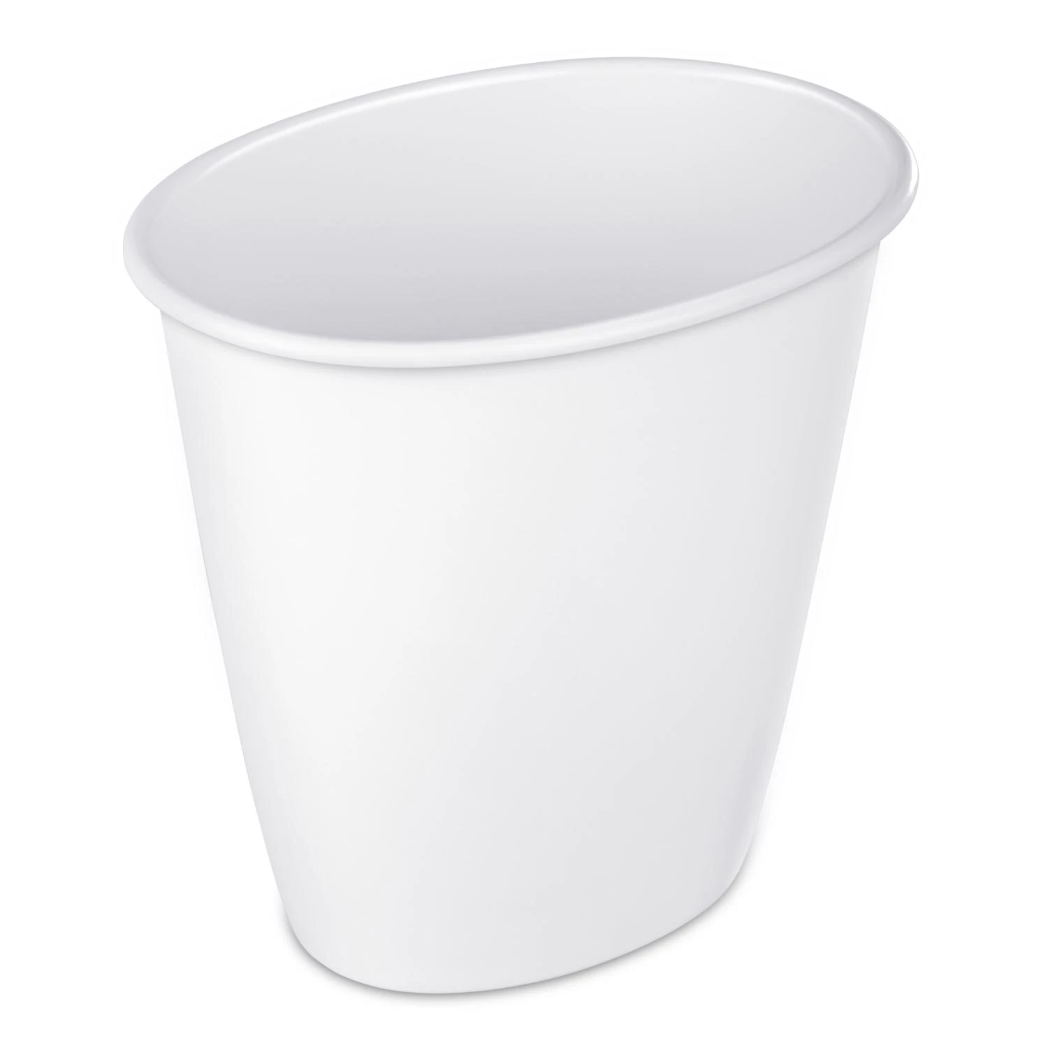 1.5 Gallon White Polypropylene Oval Vanity Wastebasket