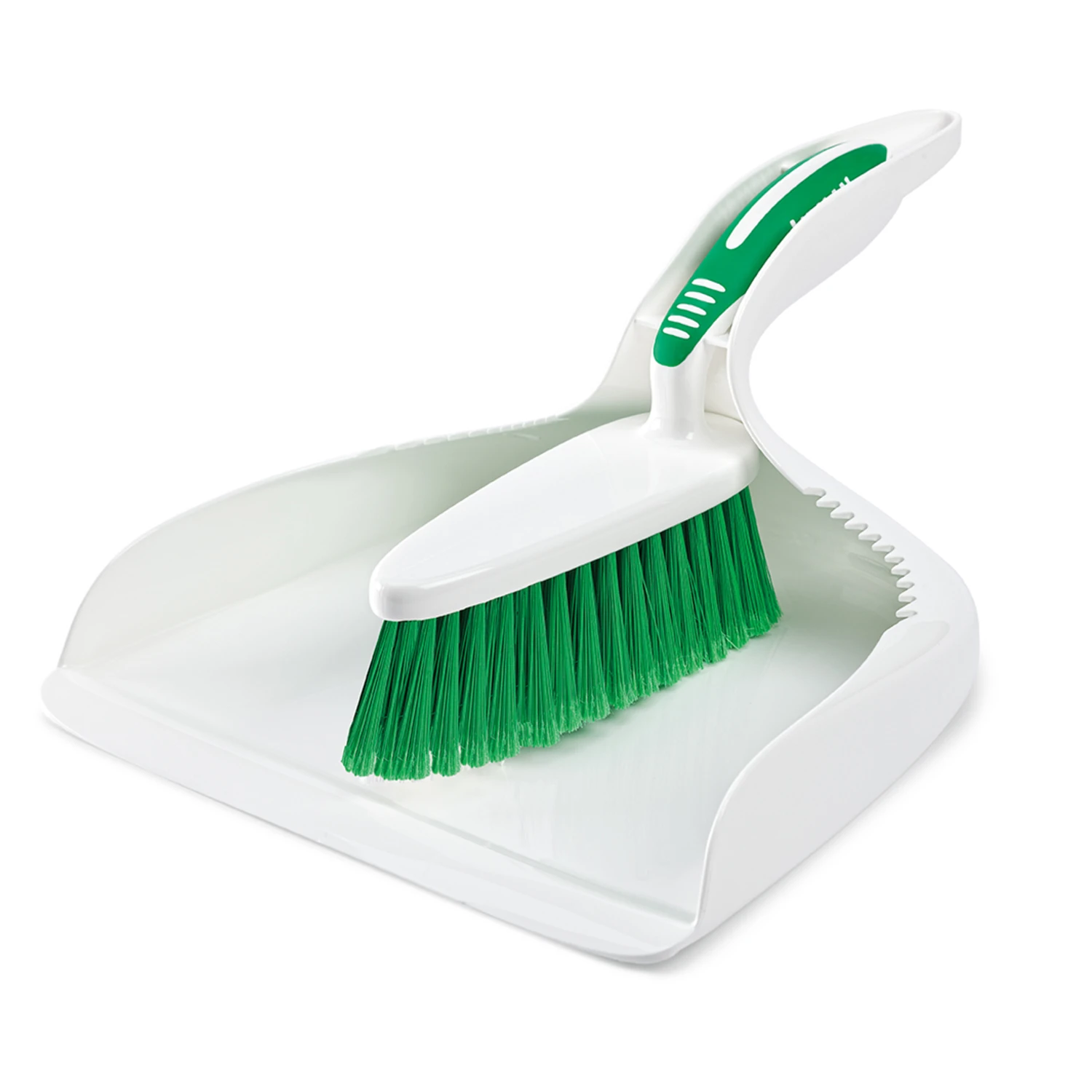 White Plastic Dust Pan & Brush Set - Model 95 - Ergonomic Design