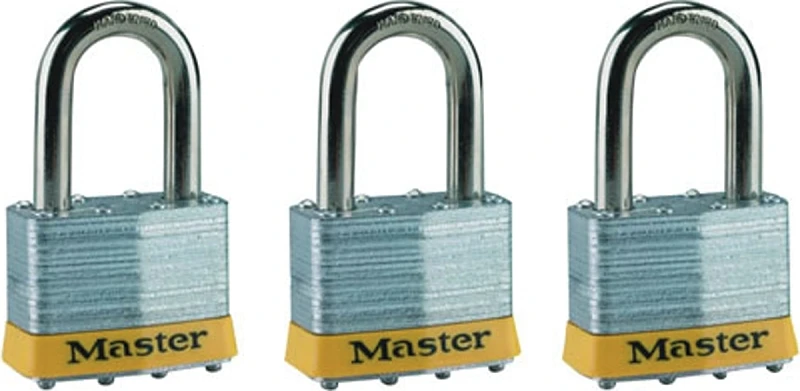 Keyed-Alike 4-Pin Laminated Padlocks, 2 In., 3-Pk.