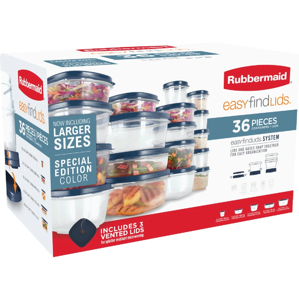 Easy Find Lids Indigo Blue Special Edition Food Storage Container Set 36-piece