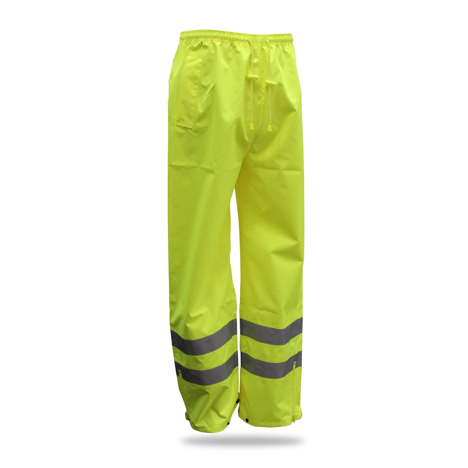 High Visibility Yellow Rain Pants, Medium Size, Durable Polyester Material