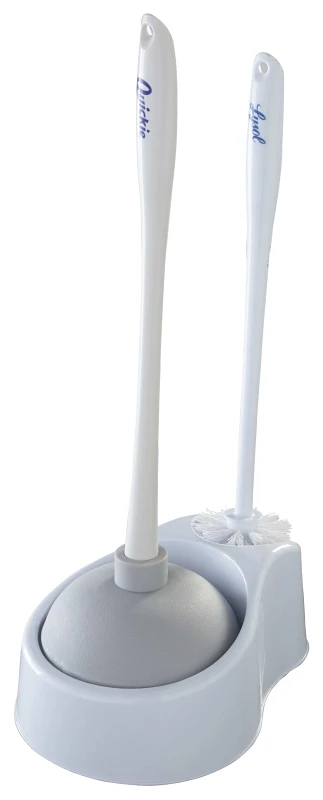 Toilet Bowl Brush with Plunger and Caddy Set for Bathroom Cleaning