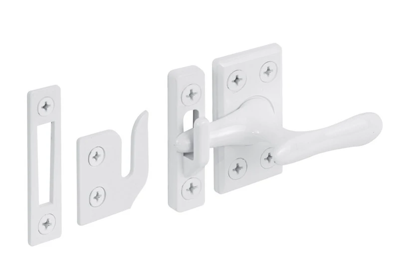 Casement Lock Set, White, 3 Keepers, Screws