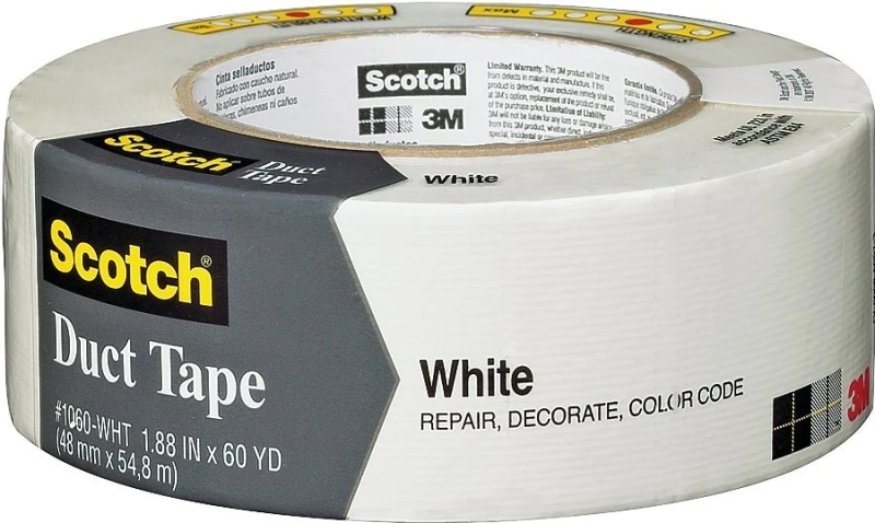 1.88 Inch X 60 Yards White Duct Tape - Multi-purpose, Durable, Waterproof