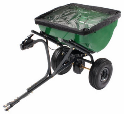 100 Lb. Tow Broadcast Spreader With Cover And Pneumatic Tires