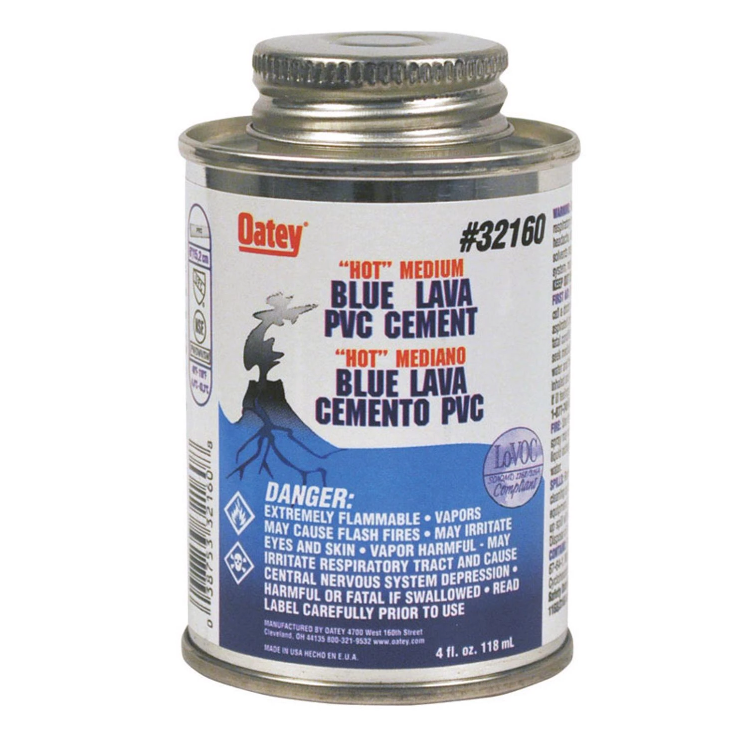 Lava Hot Blue Cement For Pvc 4 Oz - Medium Body, Fast Installation