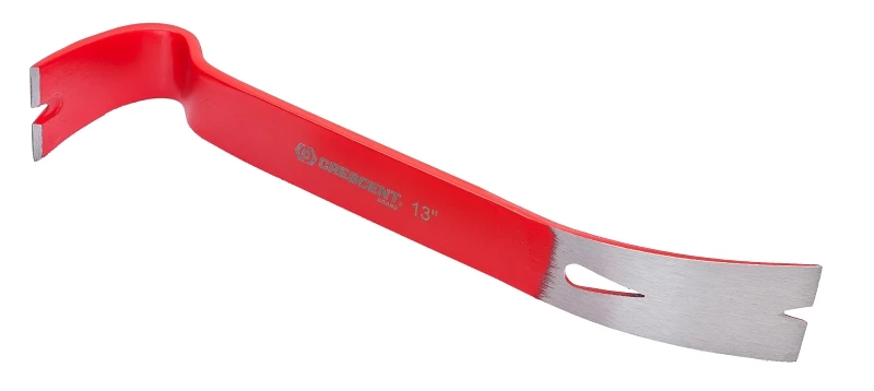Code Red Series Fb13 Flat Pry Bar, 13 In L, Steel, Nail Slots, Red