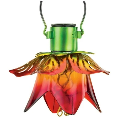 Regal12563 13 In. Orange Metal & Glass Solar Hand Painted Mini Flower Lantern - 4 Pk
