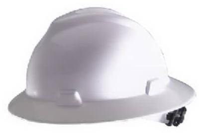 Wide Brim Quick Adjusting Ratchet White Hard Hat Model 10006318