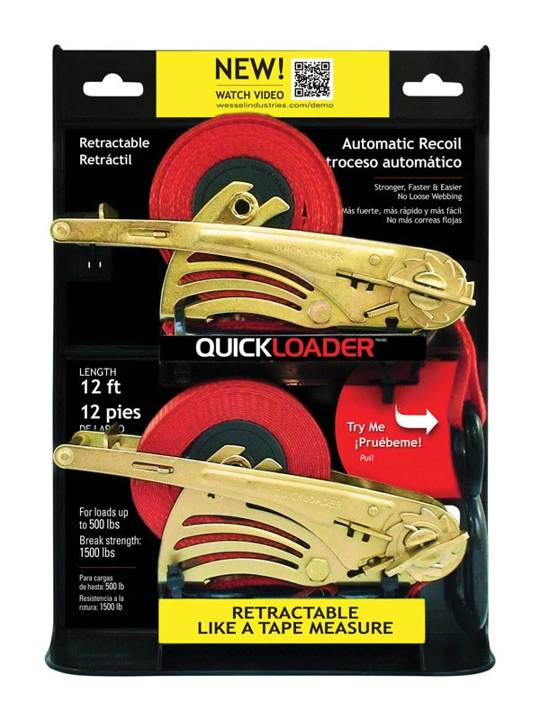 12-Ft. Retractable Tie Down, 2-Pack