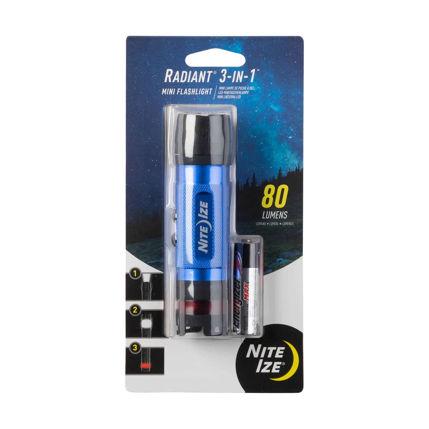 Radiant 80 Lumen Blue Led Mini Flashlight With Lantern And Safety Light