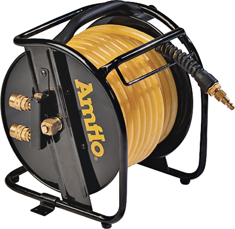 3/8-inch X 75-foot Air Hose Reel With Dual Outlet Fittings, 200 Psi