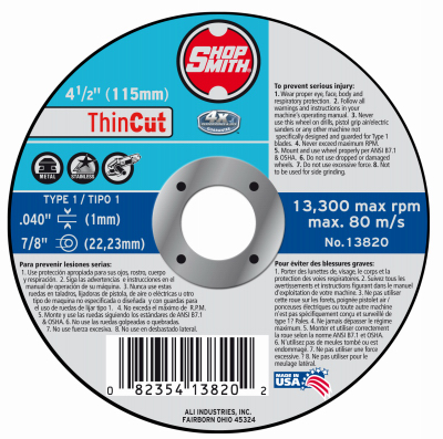 Blade Thincut Type 1 4-1/2 In. X 0.047 In. X 7/8 In. Metal Cut-off Wheel