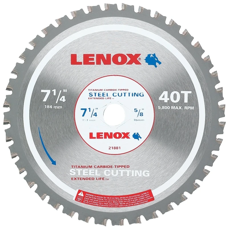Metal-cutting Circular Saw Blade, 7.25-inch Diameter, 40 Teeth, Titanium Carbide Edge
