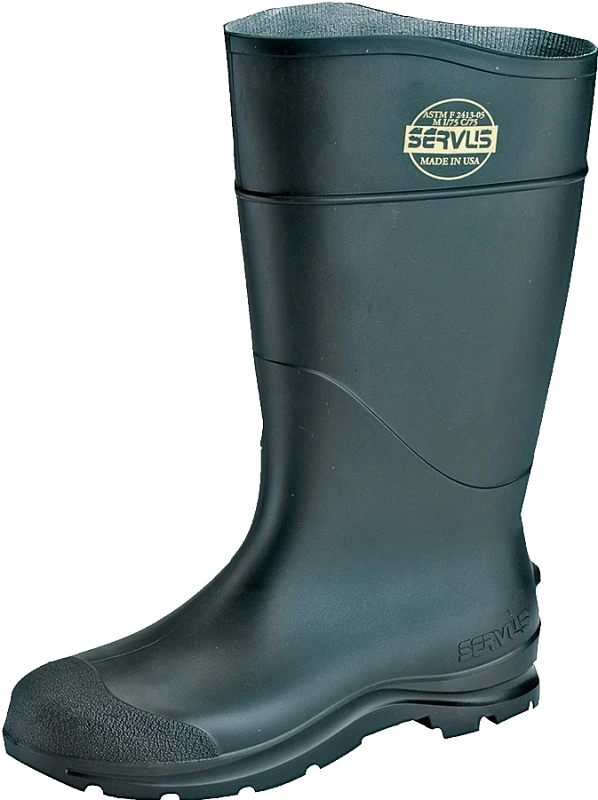 Men's Size 10 Black Steel Toe Pvc Rubber Boot For Wet Conditions