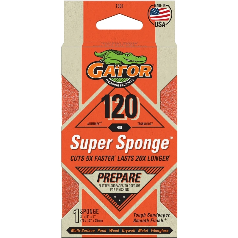 Jumbo Sanding Sponge, Large, 3 X 5 X 1-inch, 120-grit For Superior Finishing