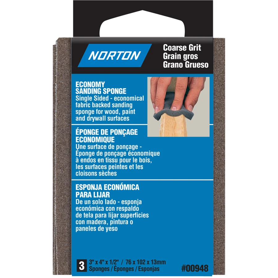 Norton 07660700948 Specialty Abrasive Sponge, 3 in L, 4 in W, 1/2 in Thick