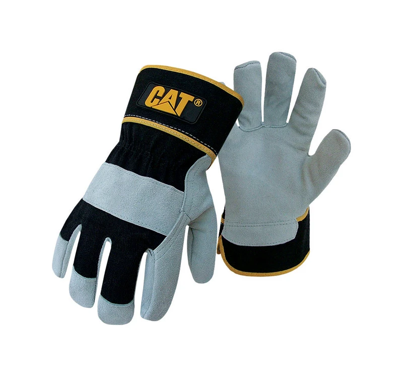 Men's Indoor/outdoor Split Cowhide Leather Palm Gloves Gray Large
