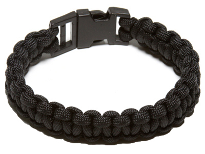 Medium Black Survival Paracord Bracelet, 550 Lb Weight Capacity, Model Npcb550bkm