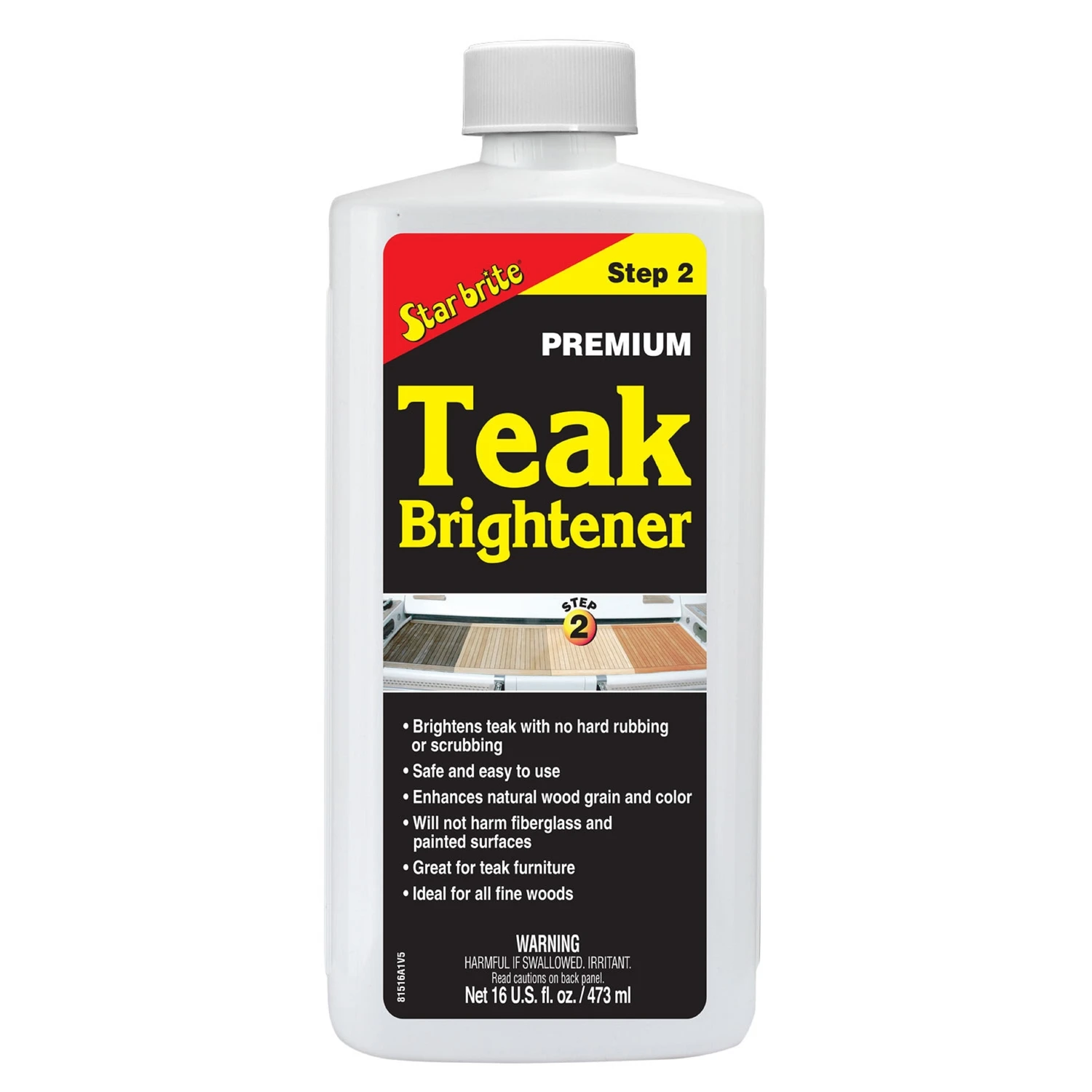 Teak Brightener Liquid 16 Ounce For Marine And Outdoor Wood Care