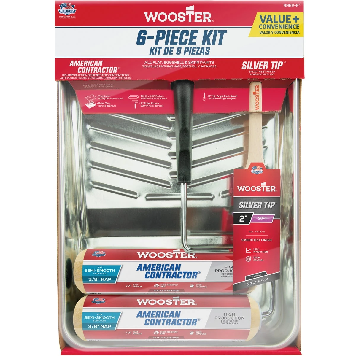 & Silver Tip Roller & Tray Set - 6-piece, 9 In. Rollers