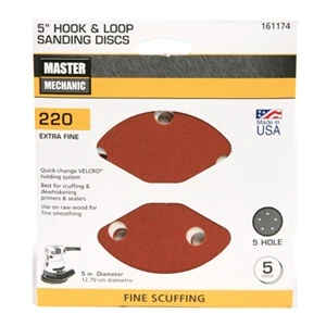 Sanding Discs, Aluminum Oxide, 220-Grit, 5 In., 5-Pk.