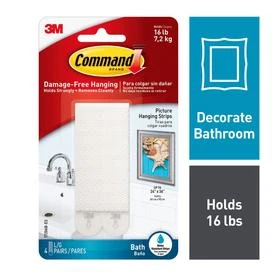 Large Bathroom Picture Hanging Strips, 4-Pk.