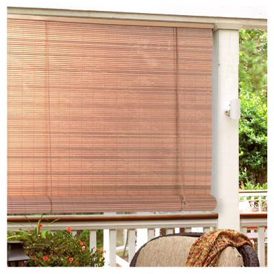 Woodgrain Pvc Roll Up Blinds, 96 X 72-inches, Cordless Design