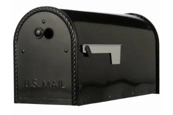 Edwards Large Post-Mount Mailbox in Black Steel Finish