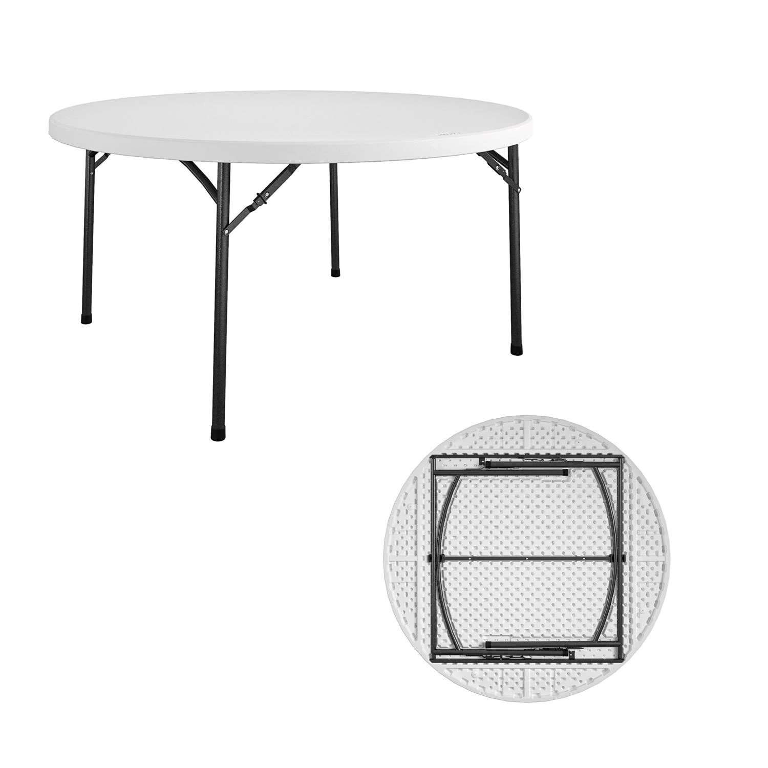 60 In. W X 60 In. L Round Folding Table - Heavy-duty, Easy Storage