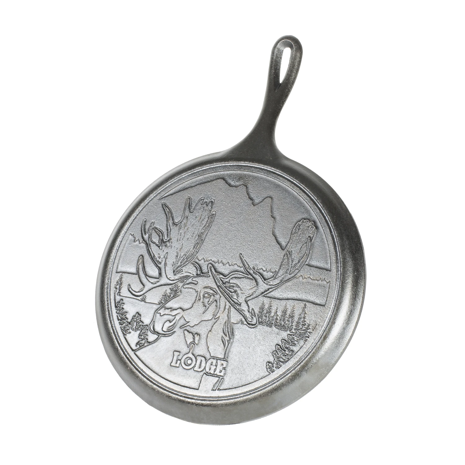 Wildlife Series Bull Moose Cast Iron Griddle 10-1/2 In. Black
