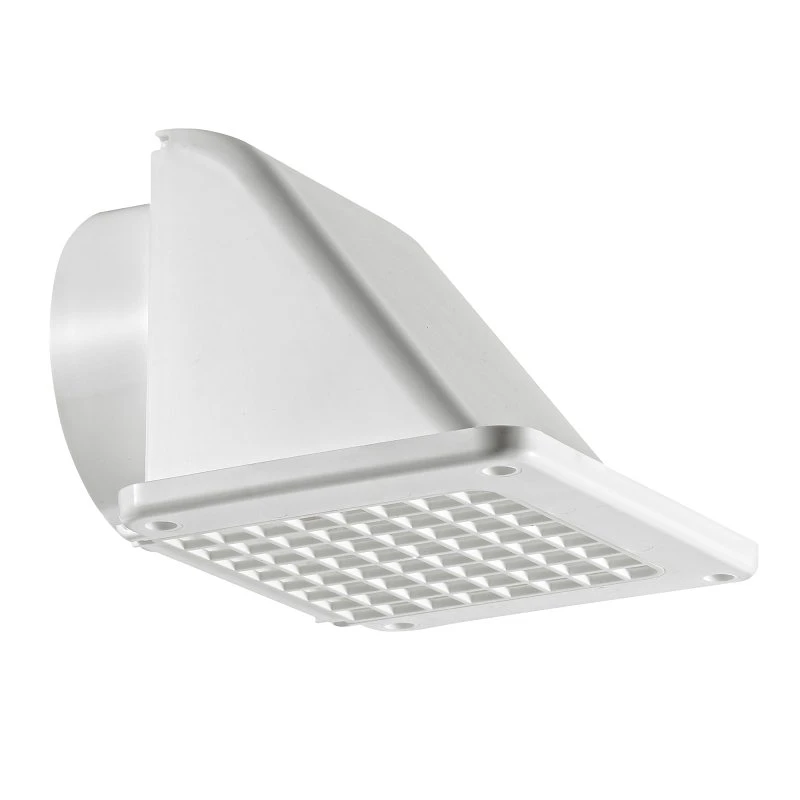 4 Inch Recessed Soffit Exhaust Vent, White Plastic For Dryer And Bath Fan Applications