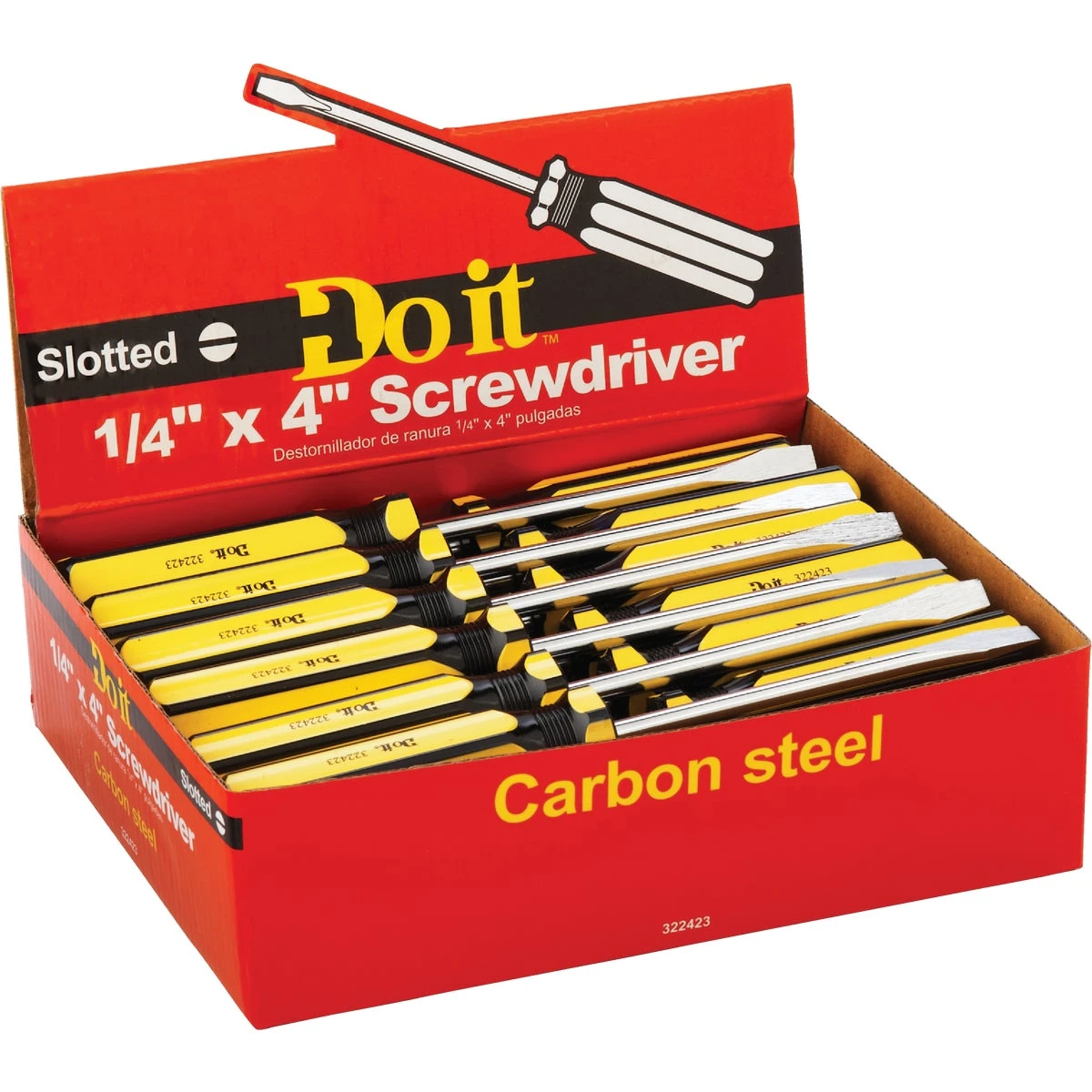 1/4 In. X 4 In. Slotted Screwdriver With Impulse Display - 25 Pieces