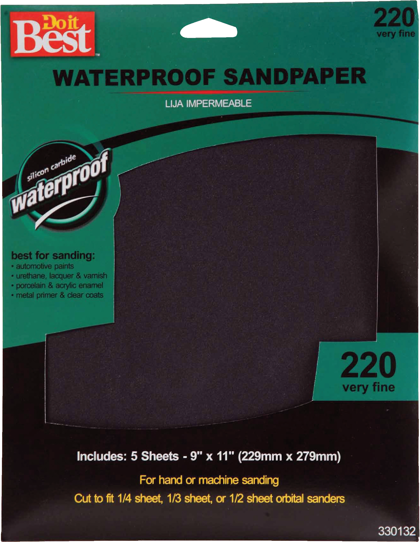 Do it Best Waterproof 9 In. x 11 In. 220 Grit Very Fine Sandpaper (5-Pack)
