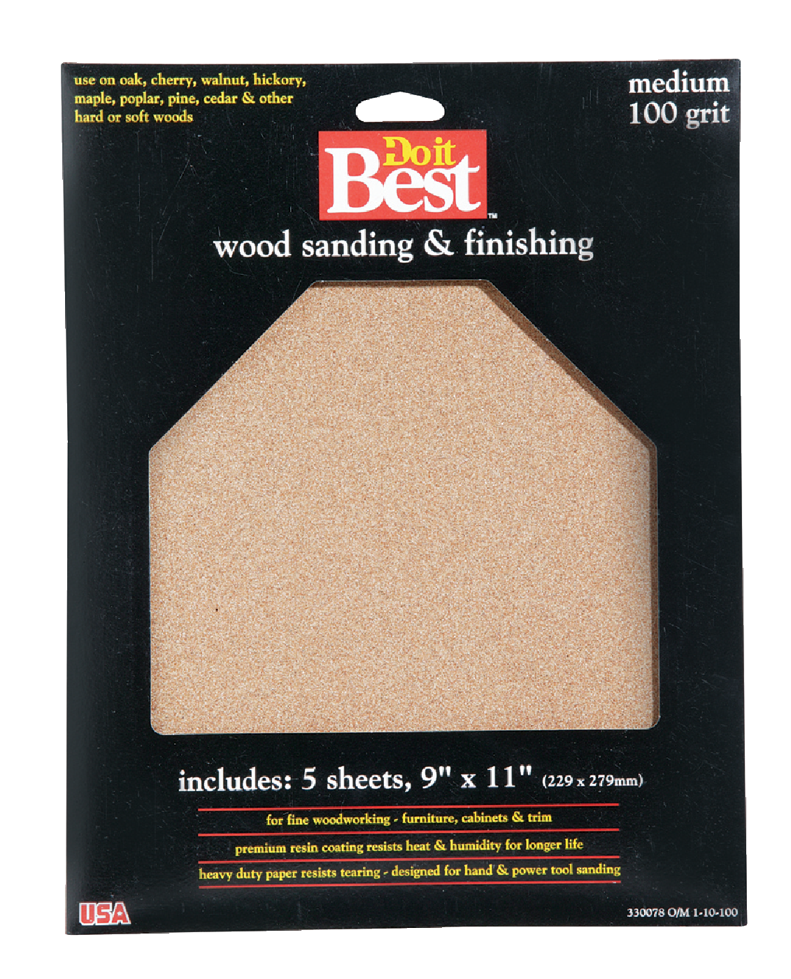 Do it Best Bare Wood 9 In. x 11 In. 100 Grit Medium Sandpaper (5-Pack)