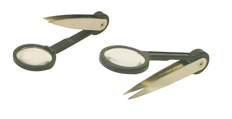 Nickel Plated Tweezers with Attached Magnifying Lens, 3.5 In., 30-Pc. Bucket