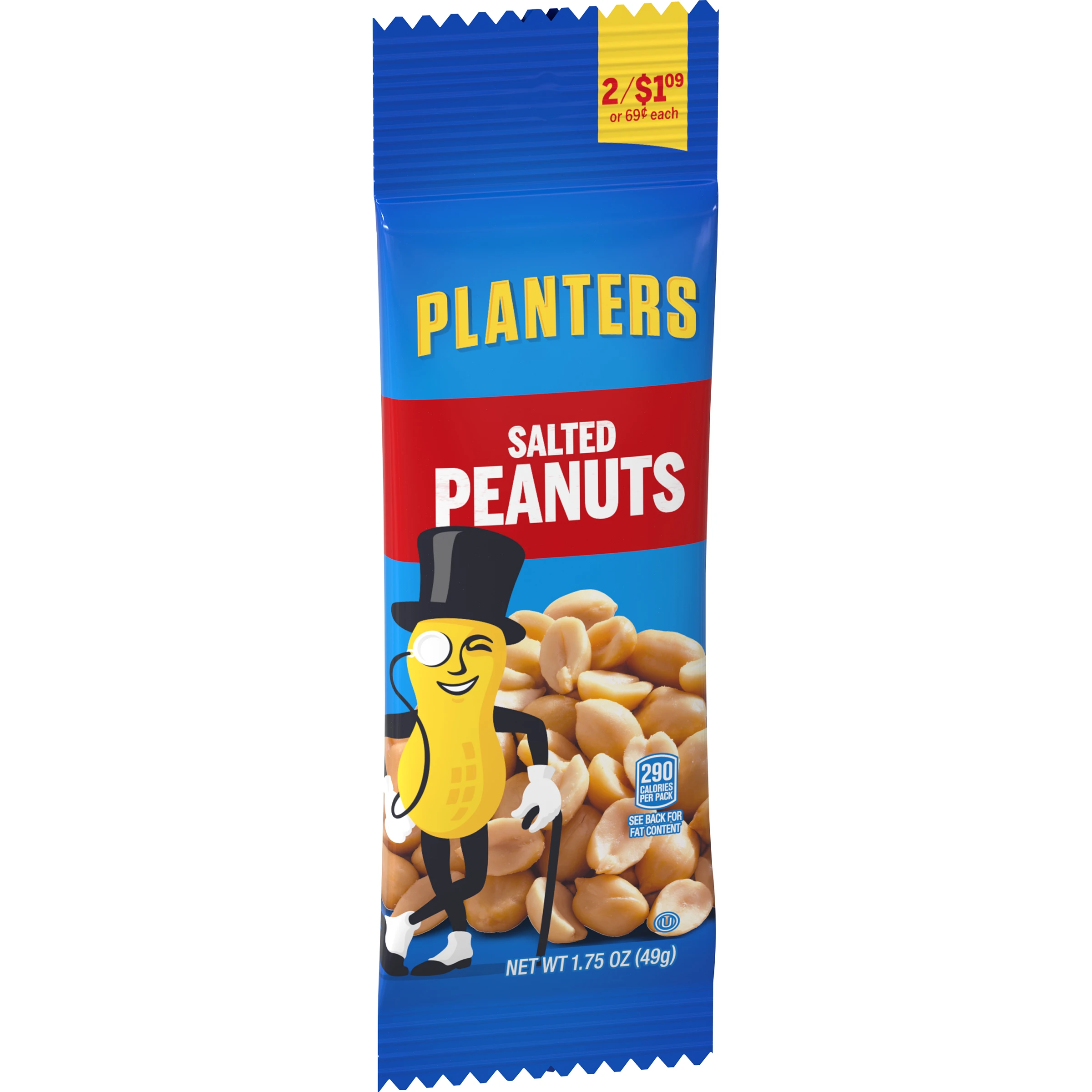Salted Peanuts, 1.75 Ounce Bag - Delicious Snack