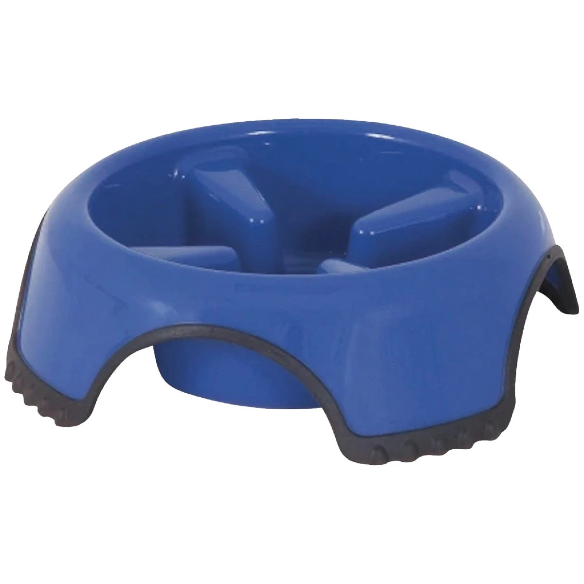 Skid Stop Large Round Slow Feed Pet Food Bowl - Blue, 9.1" Diameter